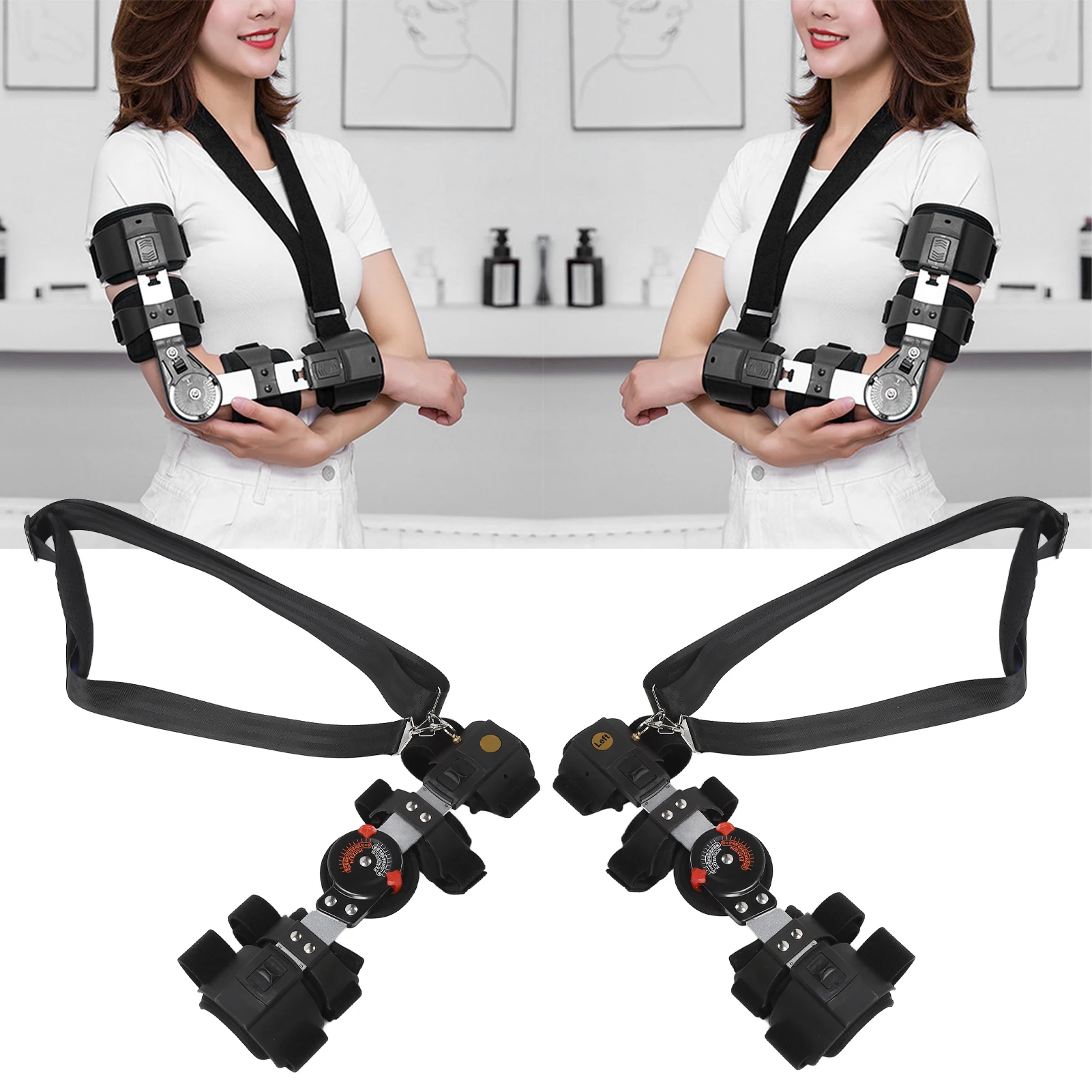 Hinged Elbow Brace Adjustable Elbow Support Hinged Brace Aluminium Alloy Removable Liner for Arm Length Correction for Home