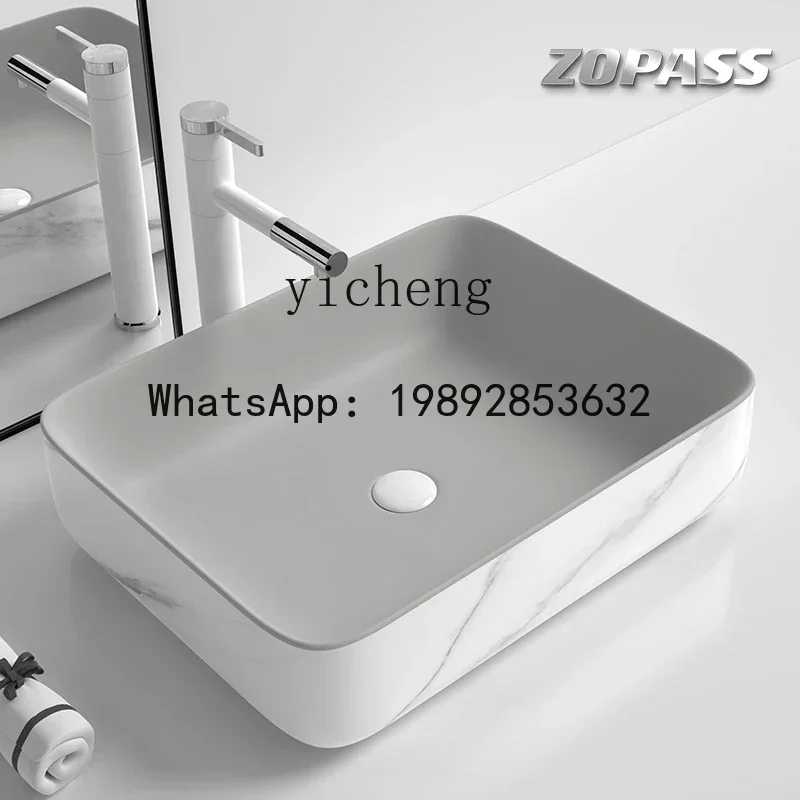 

LYY Wash Basin Balcony Ceramic Art Basin Color Small Size Washbasin Single Basin