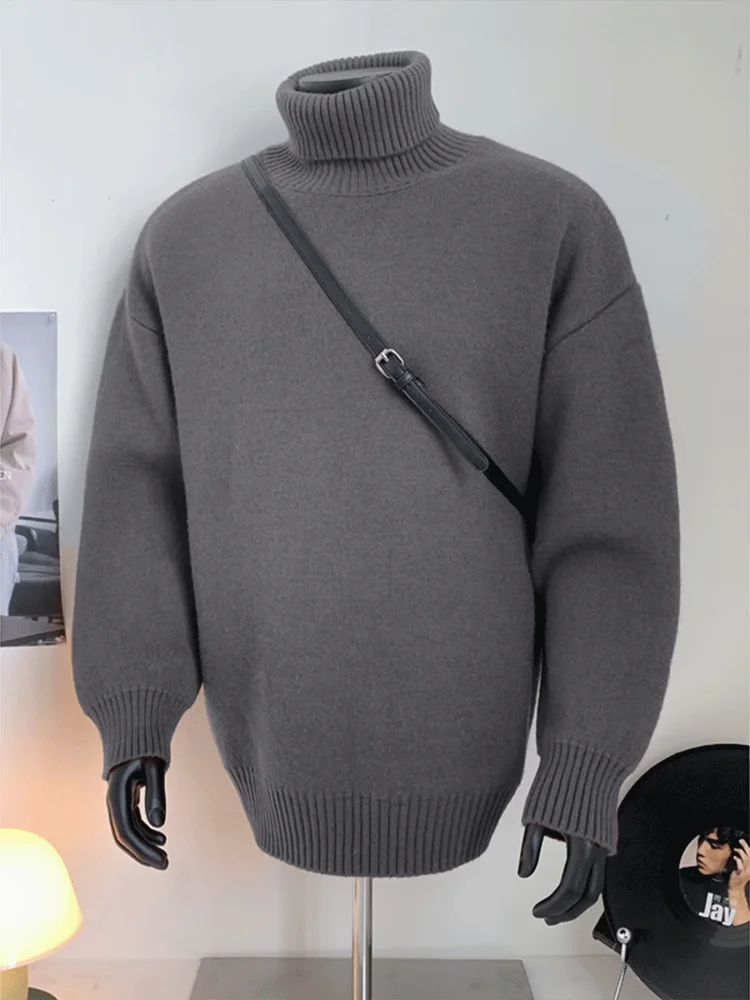 

Мужской вязаный свитер с высоким воротником, зимний, утепленный, с флисовой подкладкой, комфортный, дышащий, с длинным рукавом