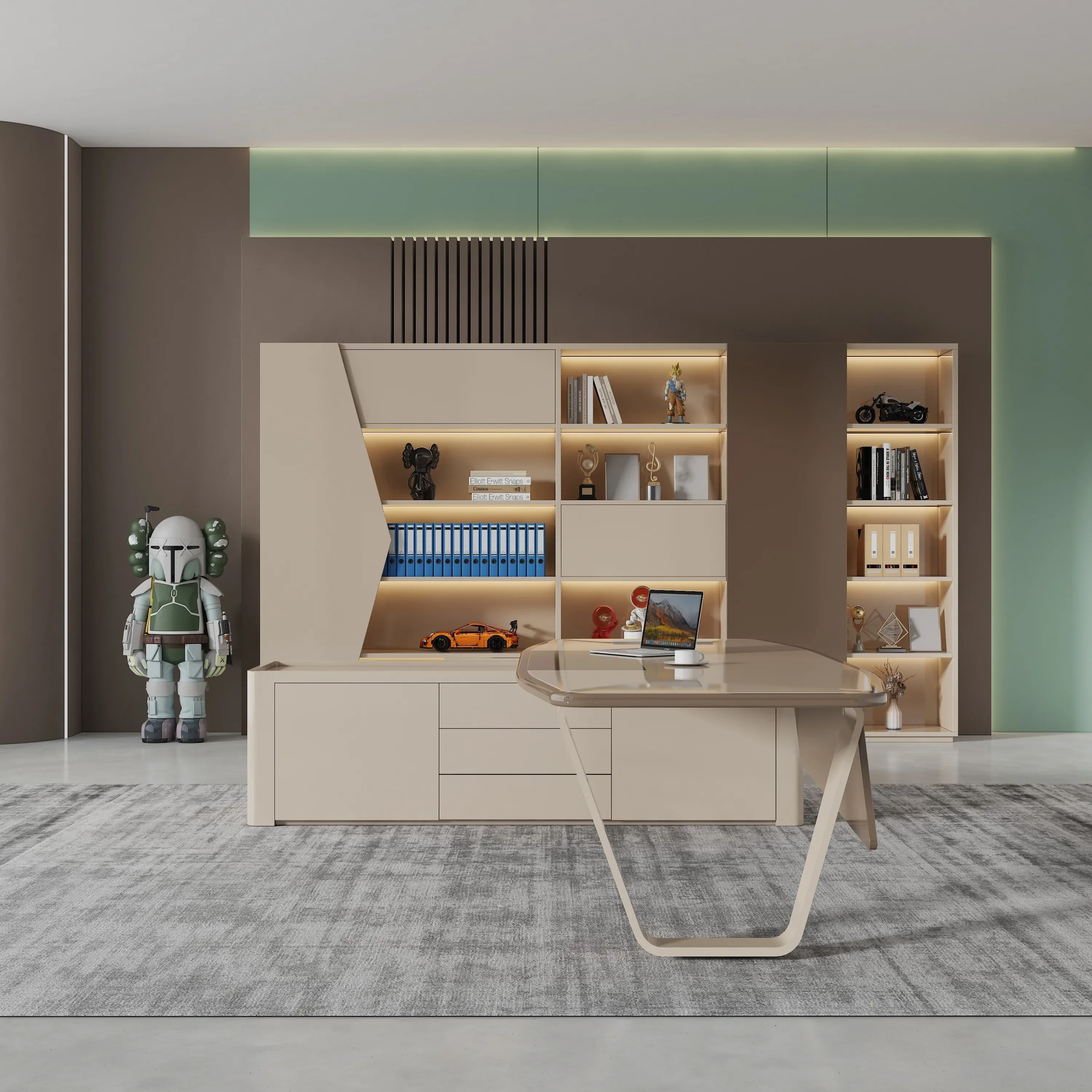 BTpies-Bureau de Luxe en Forme de L, avec Peinture Personnalisée, Style Moderne, Haute Technologie, 2024 Pièces