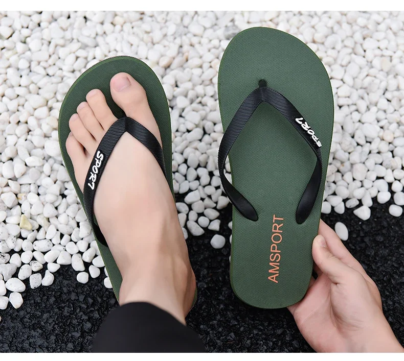 Herren Schwarze Klassische Flip-Flops Rutschfeste Strandsandalen Damen Schnelltrocknende Lässige Flache Bequeme Sommer-Zehenstegsandalen für Drinnen und Draußen – Detail 11