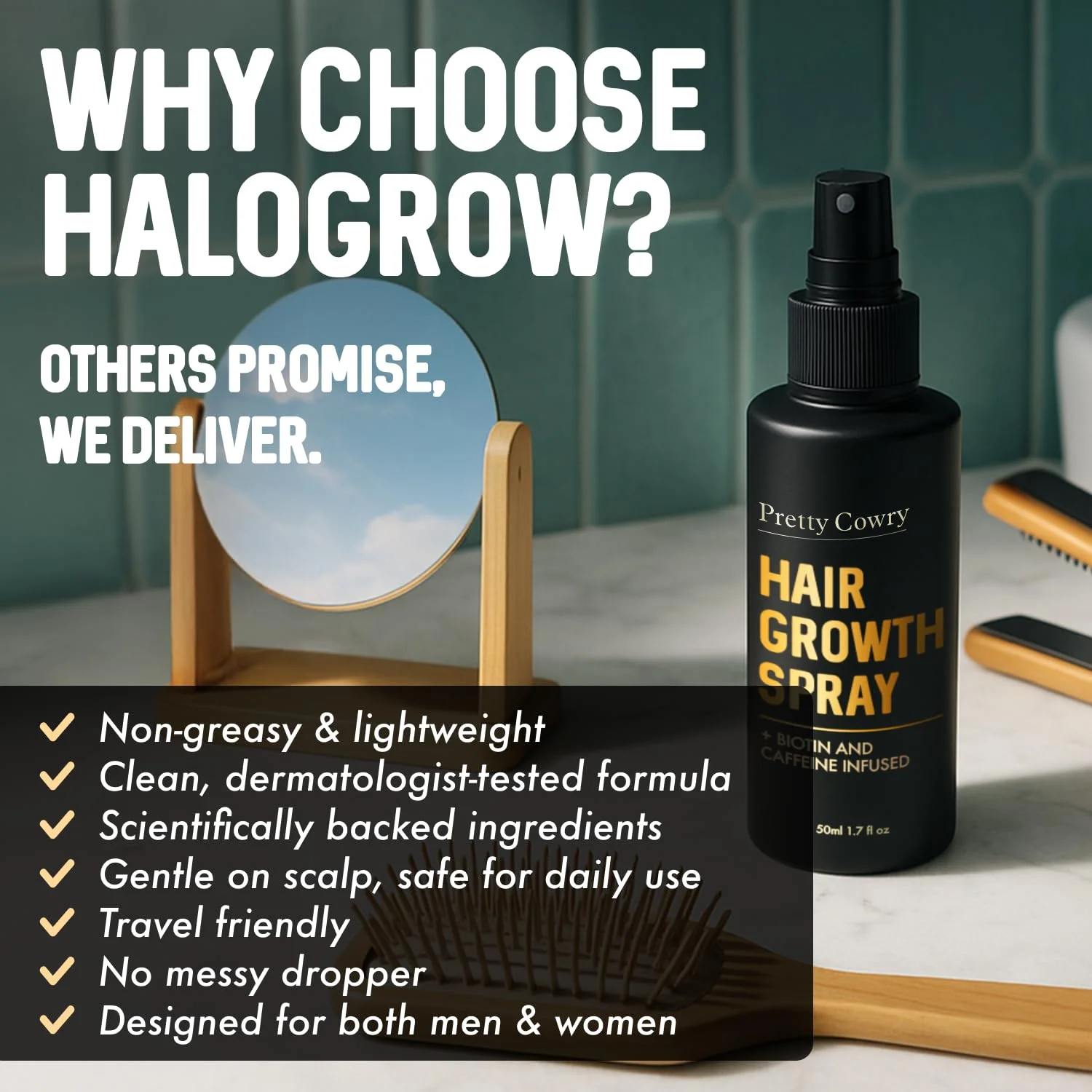 

Pretty Cowry Biotin and Caffeine Hair Loss Treatment Spray, Anti Hair Loss Hair Growth Essence Spray, Hair Generating Spray