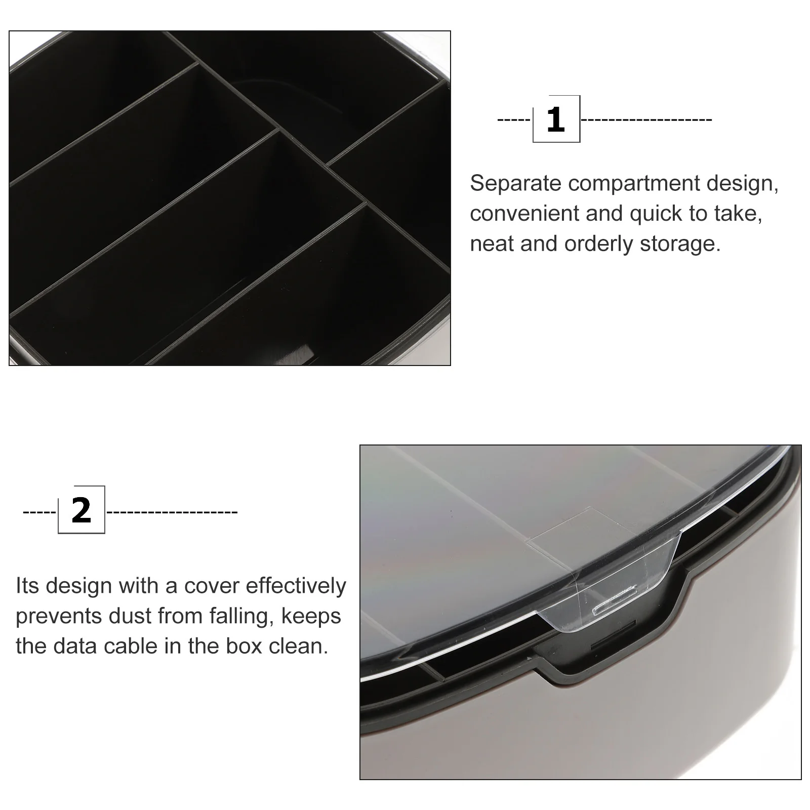 

Data Cable Storage Box Compact Cord Organizer With Multiple Compartments For Earphone Usb Cables Desktop Home Table Organizer