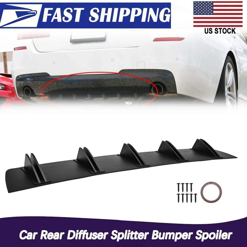 For Chevy Malibu Rear Lower Bumper Diffuser Lip Splitter Body Shark 5-Fins Black  United States