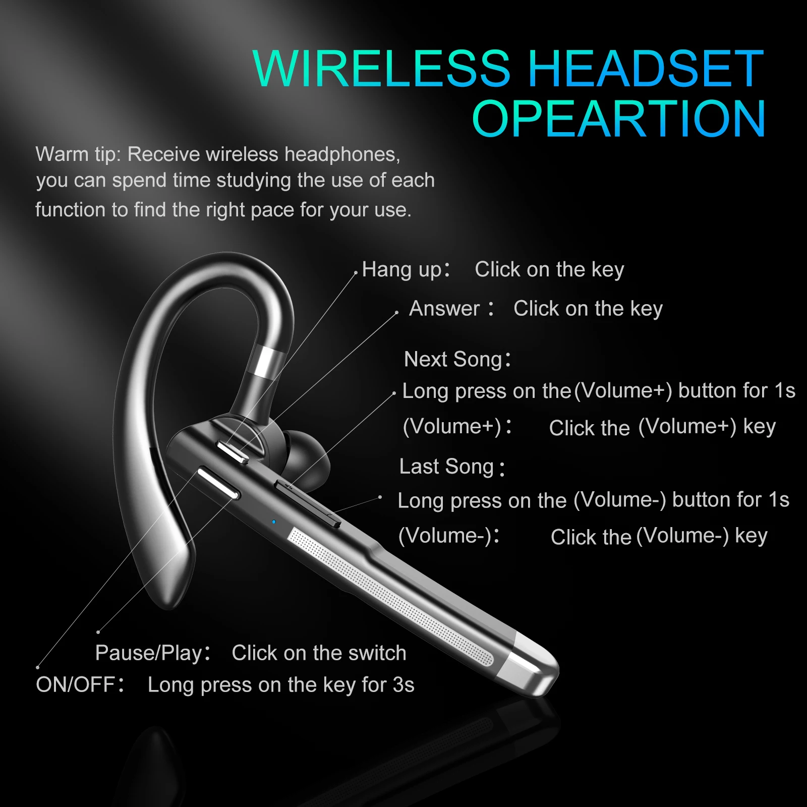 

Business Ear-Hanging Car Ultra Long Battery Life Headset Digital Display Intelligent Noise Reduction Voice Navigation Earbuds