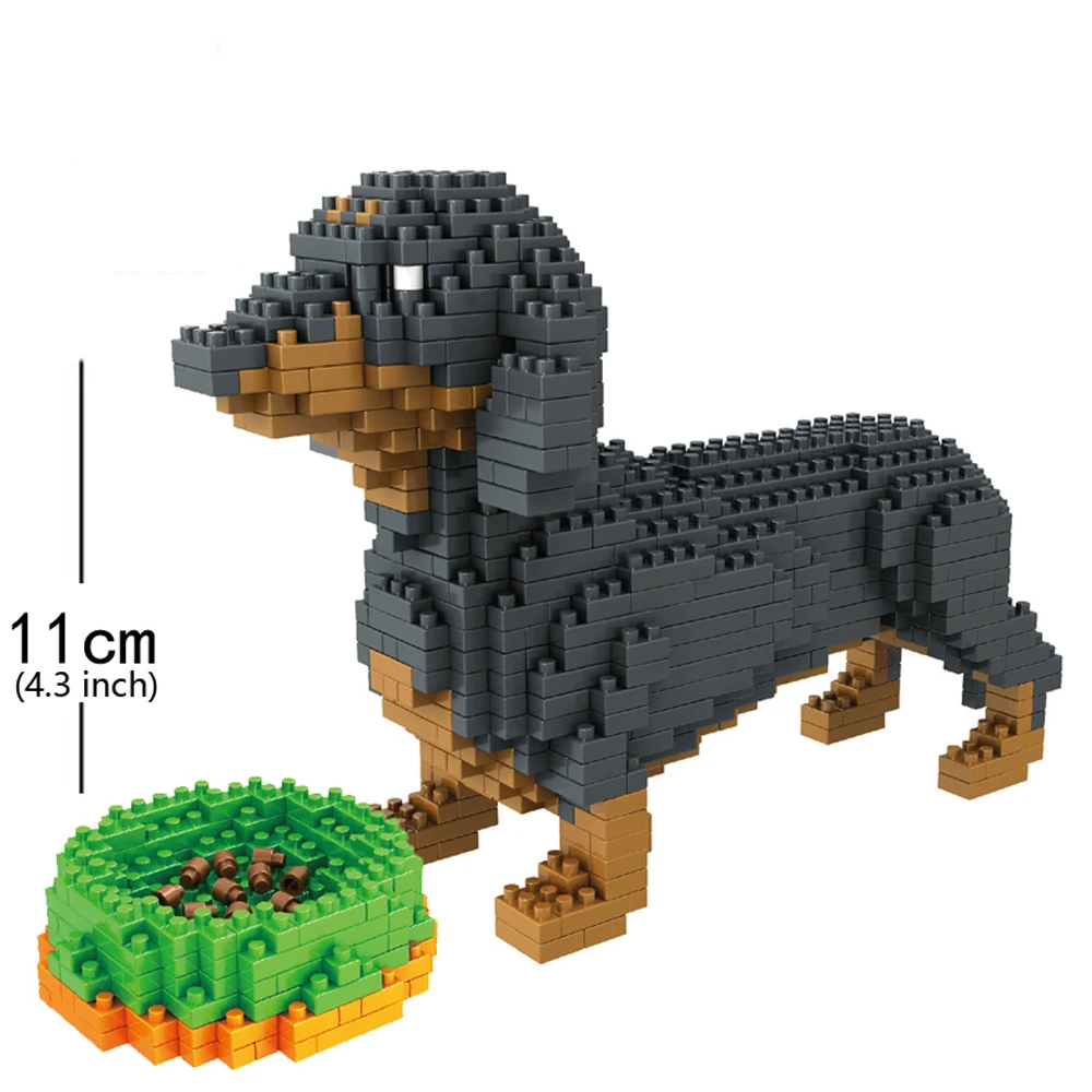 WIST GEBOUWD Teckel Hond Model Micro Mini Bouwstenen Set Educatief Recreatie Speelgoed Huisdier Minnaar Gift Decoratie Bakstenen