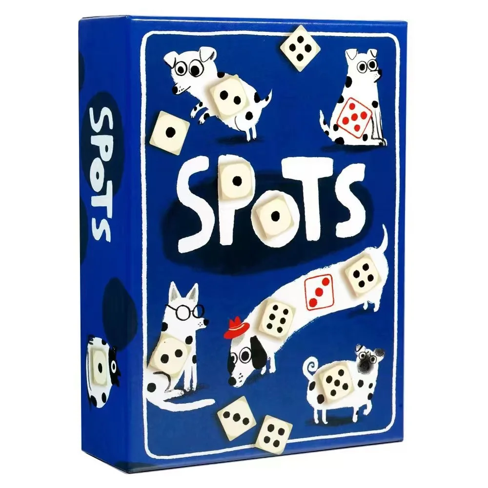 SPOTS game about rolling dice to boost your luck And the dog card game Board games