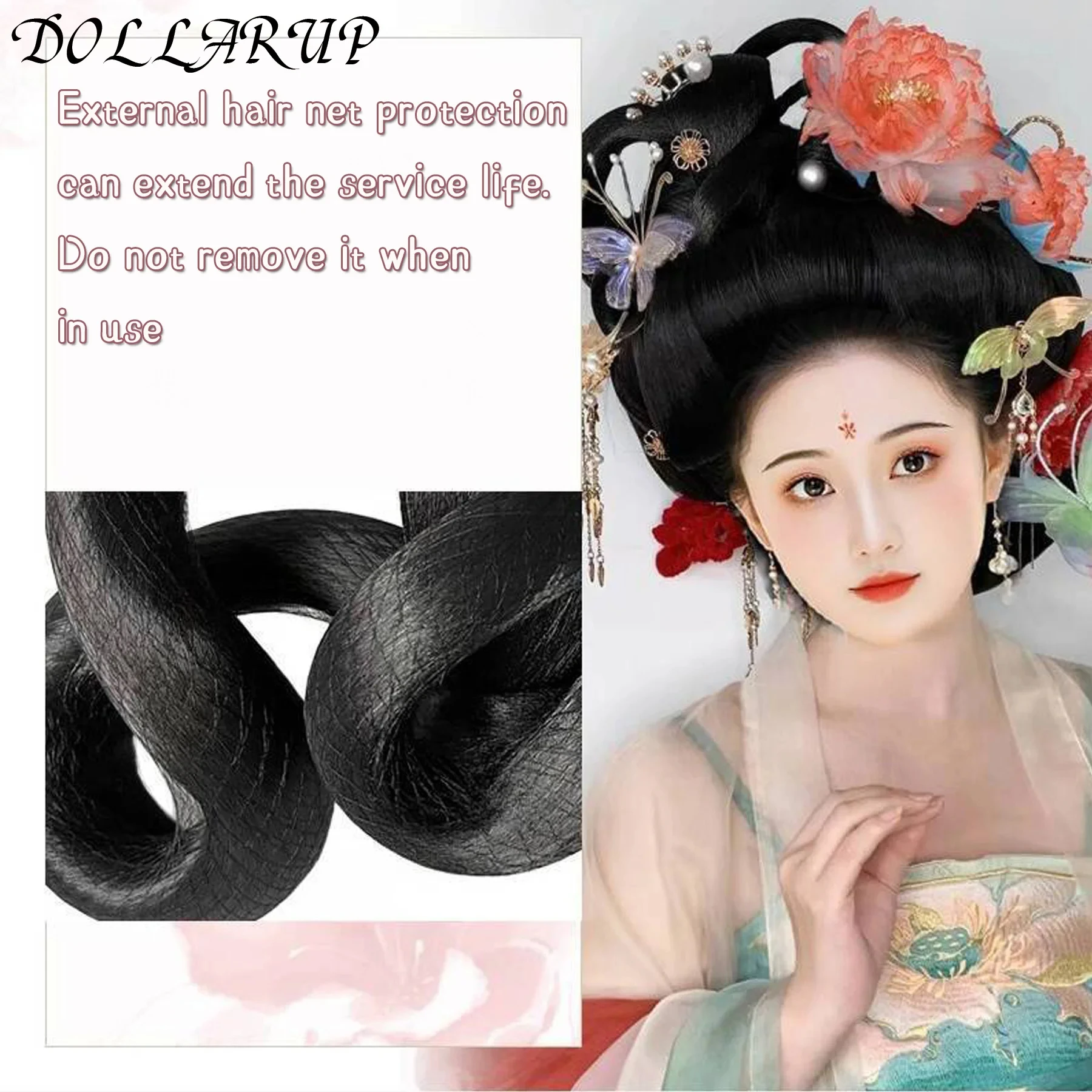 JKL الاصطناعية العتيقة Hanfu شعر مستعار المرأة قطعة واحدة كسول شعر مستعار حقيبة العتيقة الملتوية الشعر عقدة اليومية تنوعا التصميم الوسادة #3