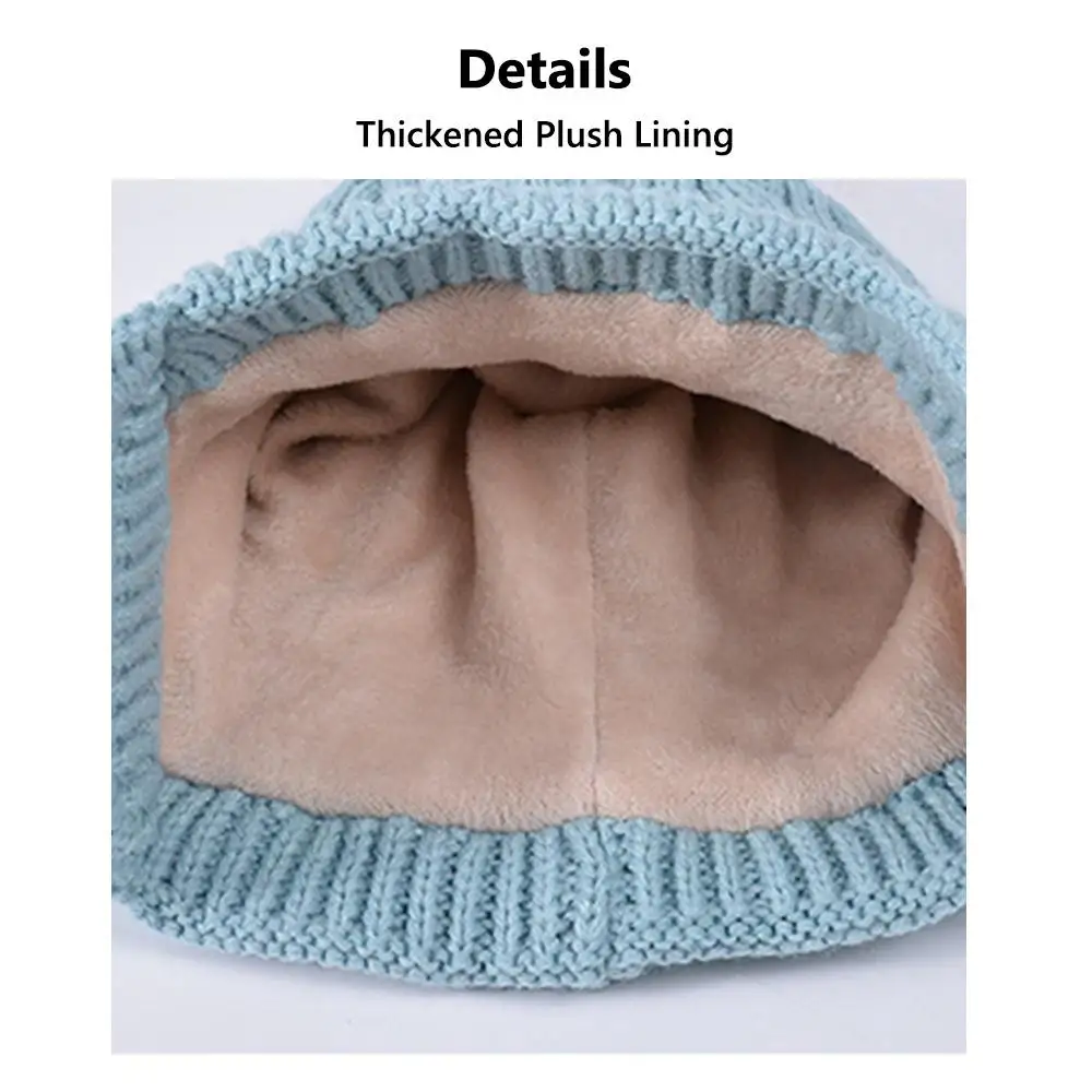 Fleece Lined Children's Hat Neck Scarf Gloves Set Winter Warm Earflap Beanies Thick Ear Protection Skull Caps