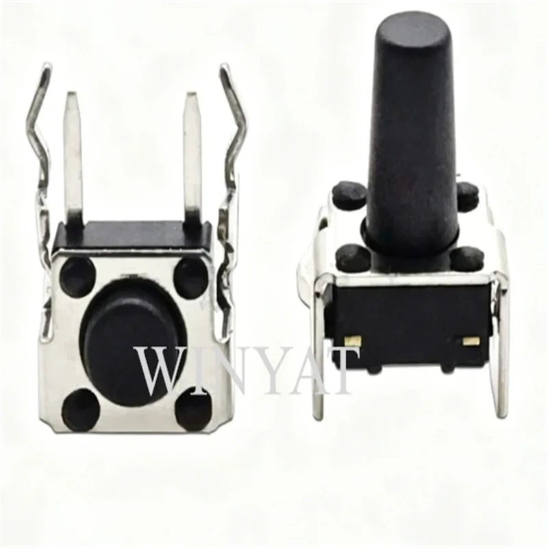 40PC 6X5 6x6 PCB Momentary Tactile Tact Push Button 4-Pin Self-reset Switch Right Angle With stent 4.3/4.5/5/6/7/7.5/8/9/10mm