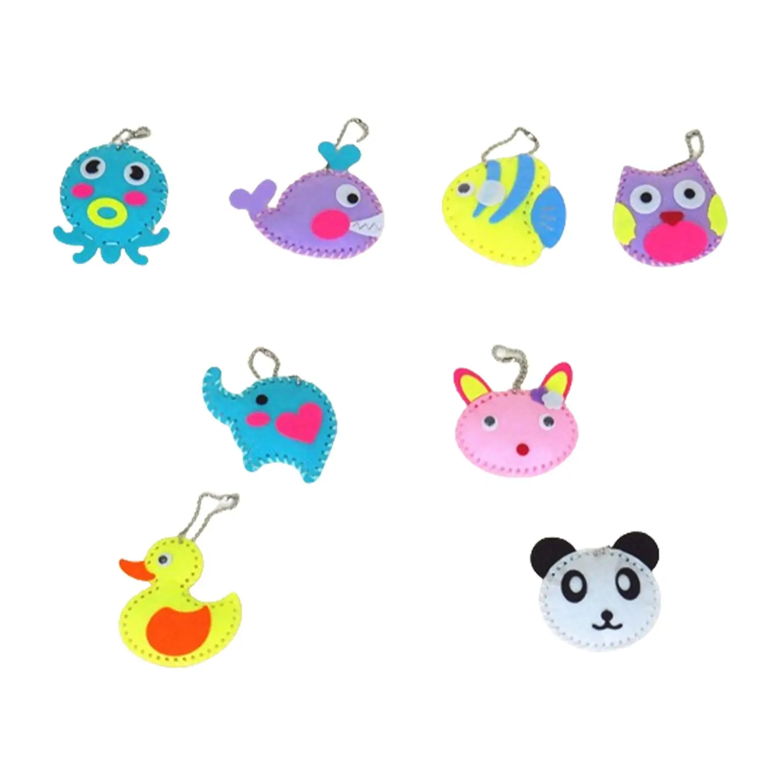 

8 Pieces Kids Sewing Kit Cartoon Animal Pendants DIY Craft for Halloween