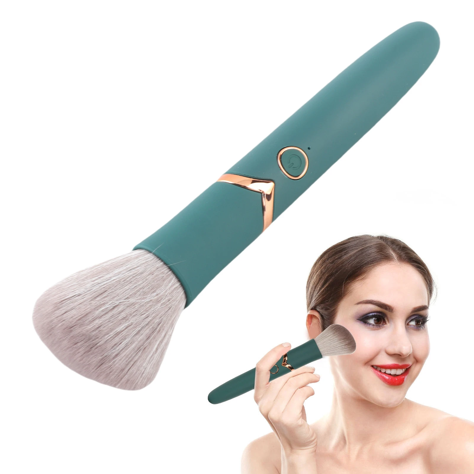 Rechargeable Makeup Brush USB Rechargeable Makeup Brush 10 Gears Soft  Hair Electric Beauty Brush Green