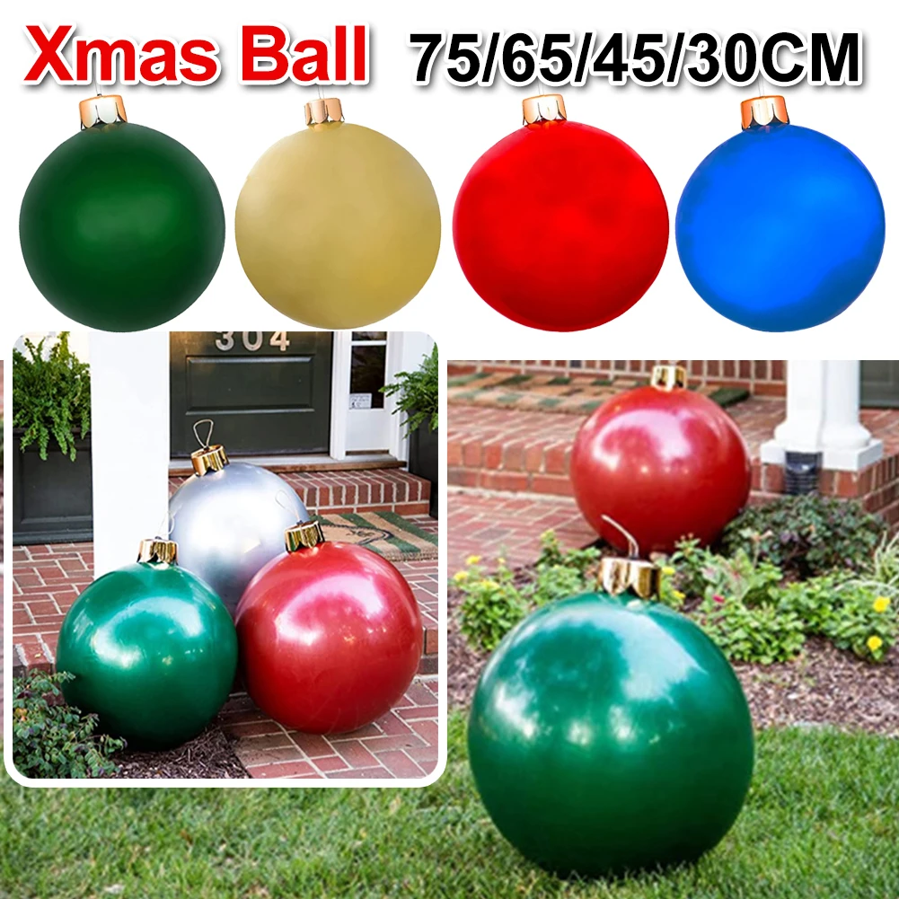 30/45/65/75CM Christmas Inflatable Ball PVC Blow Up Ball 8 Colors Decorated Ball With Stakes To Fasten Ball Happy new year