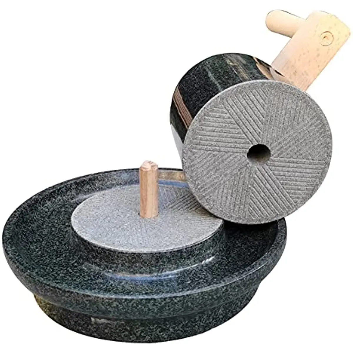 Upper disc D13CM Lower Disc D22CM Handmade Natural Granite Stone Mill Bluestone Grinder for Coffee Beans/Pepper