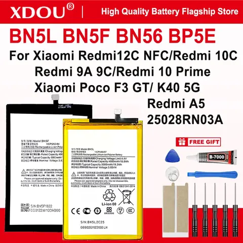 Brand New BN5L BN5F BN56 BP5E Battery For Xiaomi Redmi 12C/ 10C/ 9A 9C/10 Prime /K40 5G /POCO F3 GT /  M2 Pro/Redmi A5