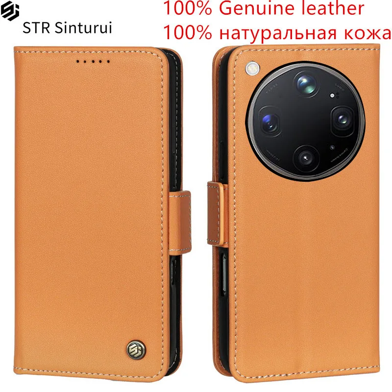 

STR 100% Genuine Nappa grain leather card Slot Wallet Cover For Oppo Find X9 Ultra X9s Pro Magnetic button shockproof phone Case