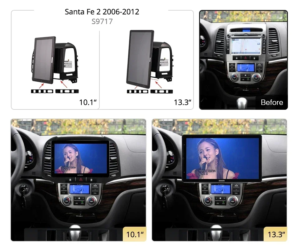 Rotatable 1920*1080 13.3'' Ownice Android10.0 Car Multimedia for Hyundai Santa Fe 2 2006-2012 Radio Audio 4G LTE 360 Optical