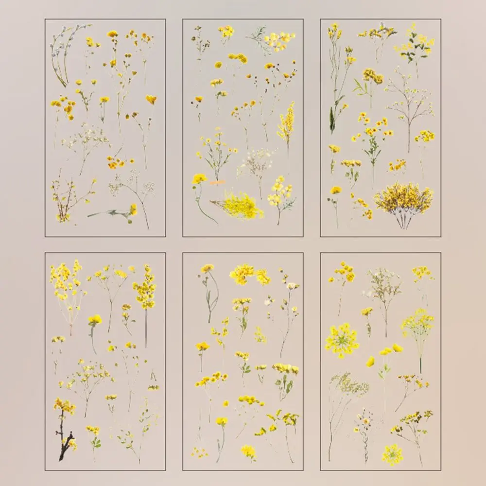 

6 pcs/pack Nature PVC Plant Flower Sticker Adhesive Vintage Scrapbook Stickers Clear PET Hot Stamping