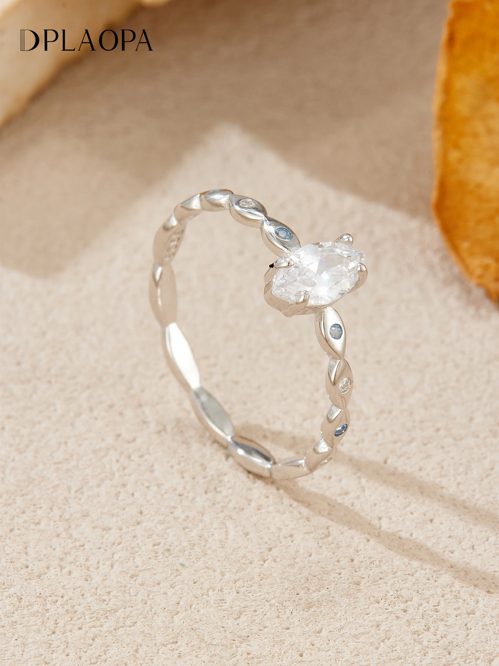 

DPLAOPA 925 Sterling Silver Marquise Ring with Aquamarine Blue CZ Zircon Women Luxury Fine Wedding Anniversary Jewelry Gift