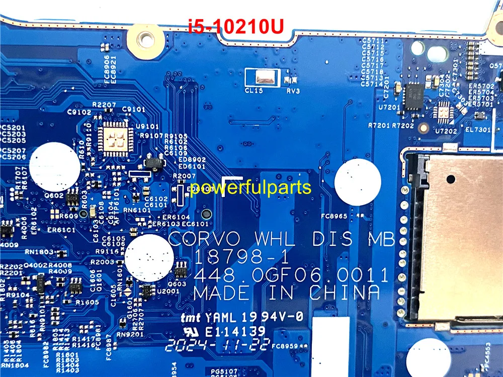 Working Good For HP 15-DQ Motherboard i5-10210 Cpu On-Built L72029-601 L72029-001 18798-1 448.0GF06.0011 Tested Ok