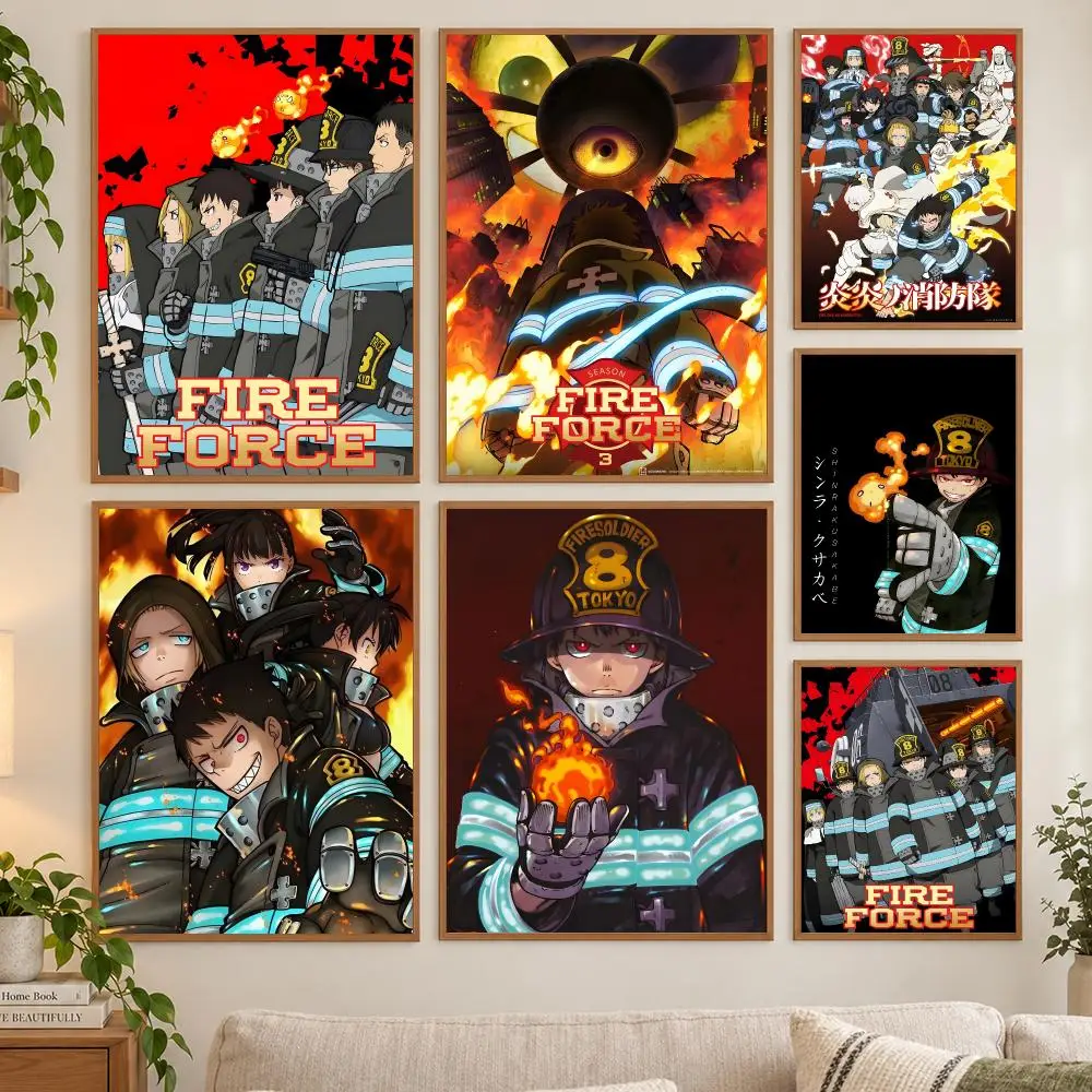 Animation Vintage Anime Fire Force Poster HD art sticky wall waterproof home living room bedroom bar aesthetic decoration