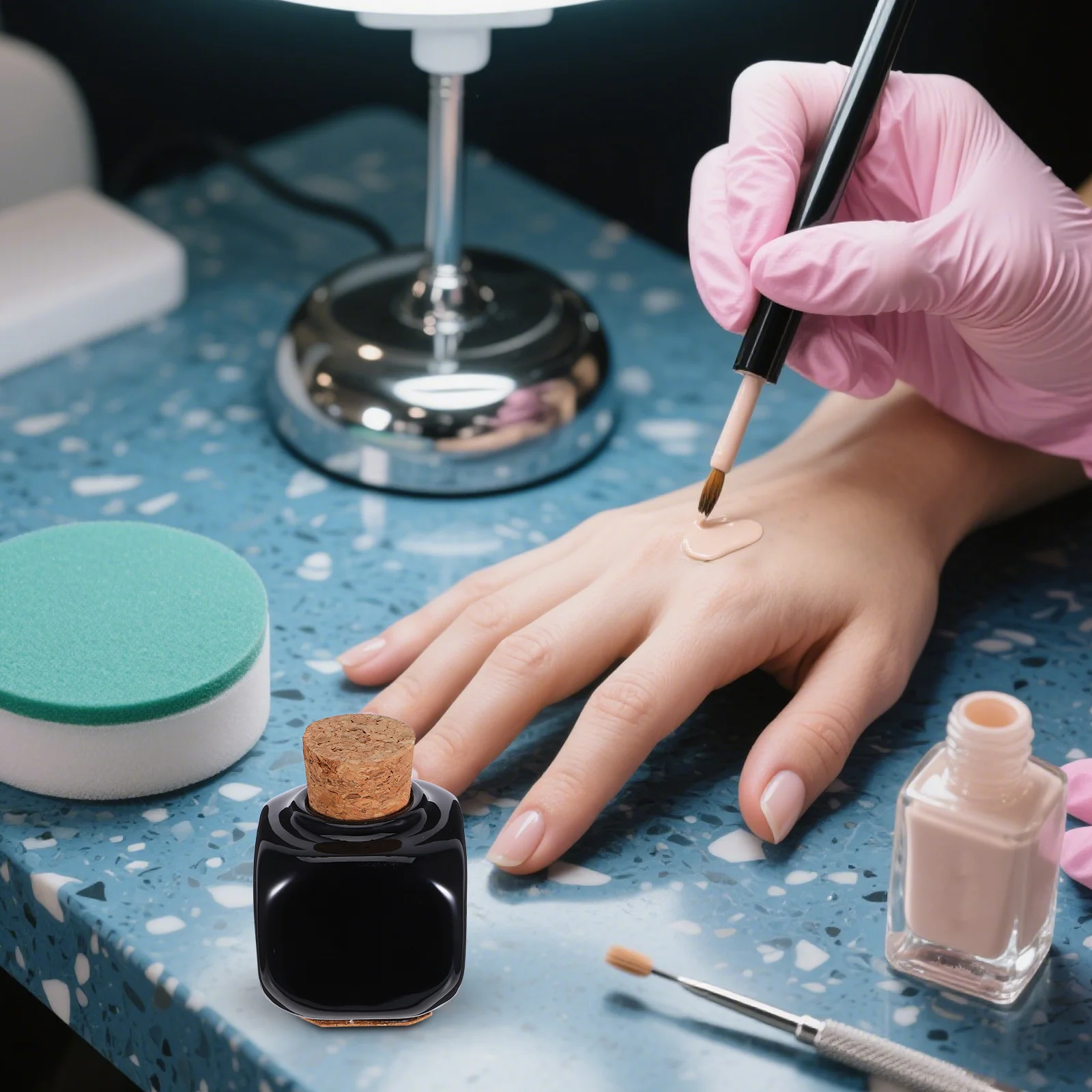 Bottiglia per liquido per manicure Tazza per medicinali per unghie in ceramica nera con vista chiara per contenitore per organizer portatile per la conservazione di polvere acrilica