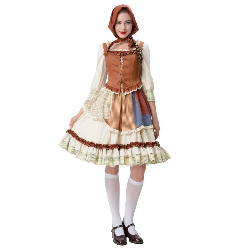 

Adult Little Red Riding Hood Stage Play Performance Costume loween Par Outfit Country Estate Maid orm Traditional Ch...
