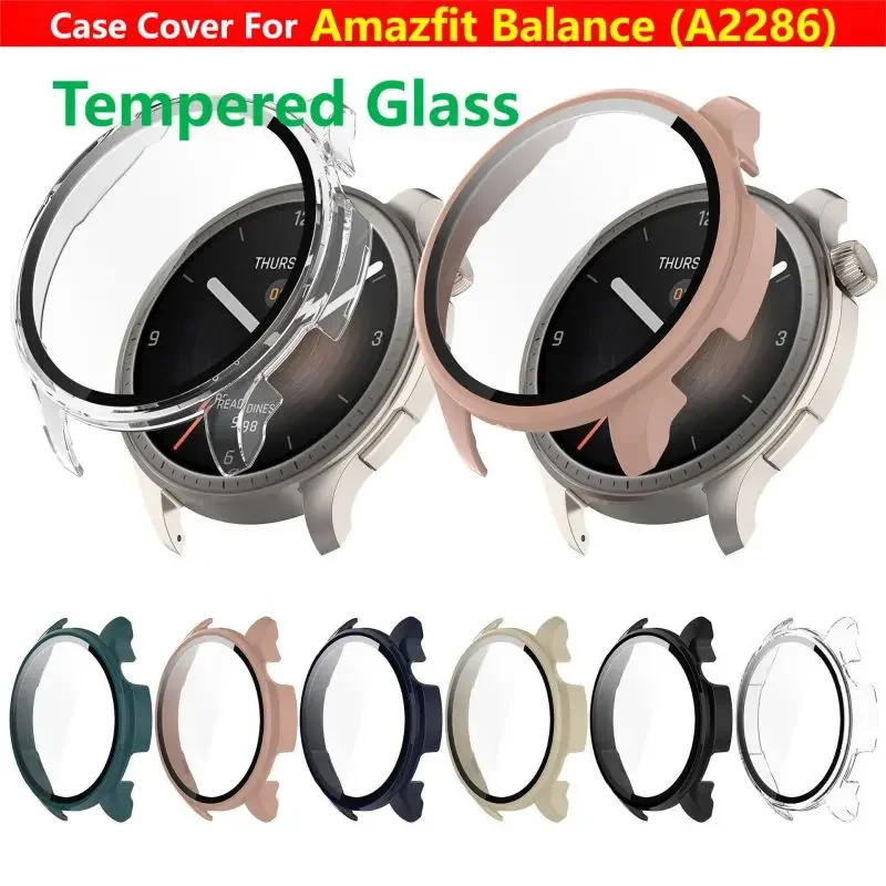 Capa de vidro temperado para amazfit balance a2286 pulseira de relógio inteligente capa protetora protetor de tela acessórios huami