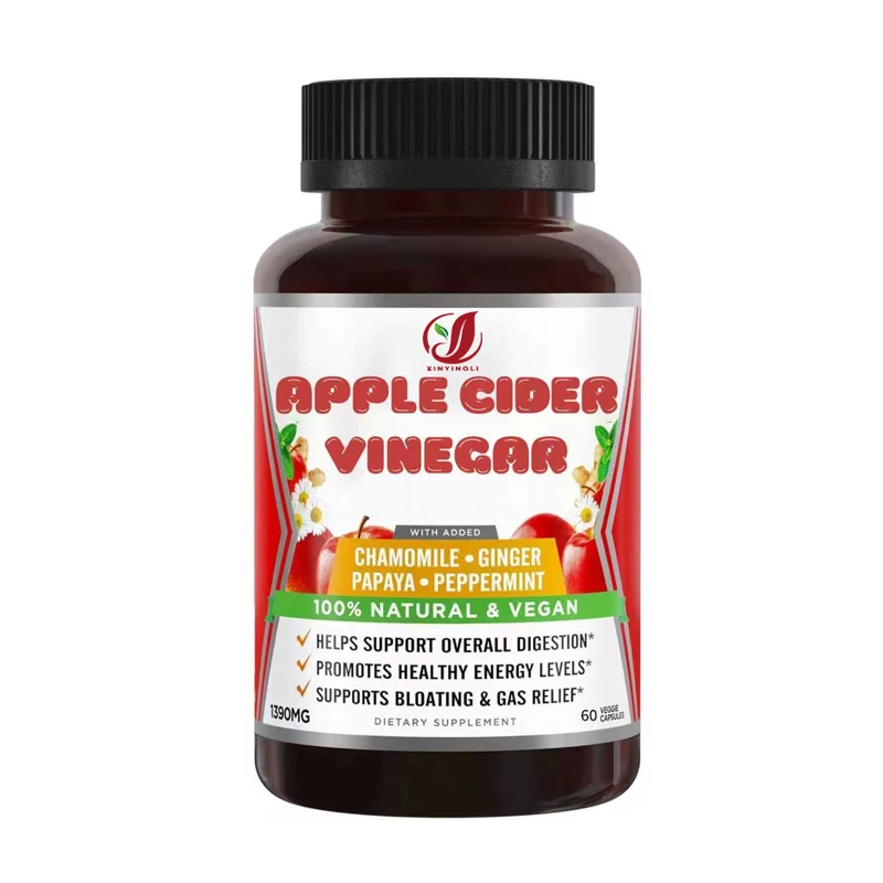 

Apple Cider Vinegar Capsules Contain Ginger, Papaya, and Chamomile, Which Improve Digestion, Energy, and Immunity | Soothe Gas