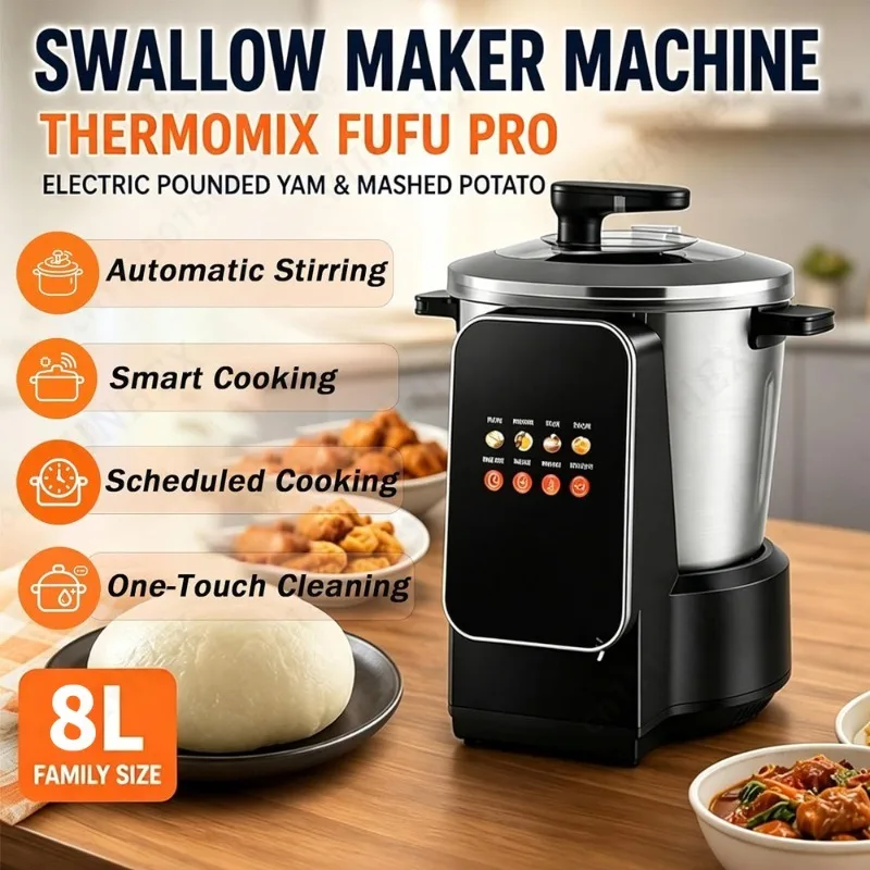 Fully Automatic 8L Multifunctional Electric Fufu Machine Yam Cassava Blender Meat Grinder Household Food Processing Appliance