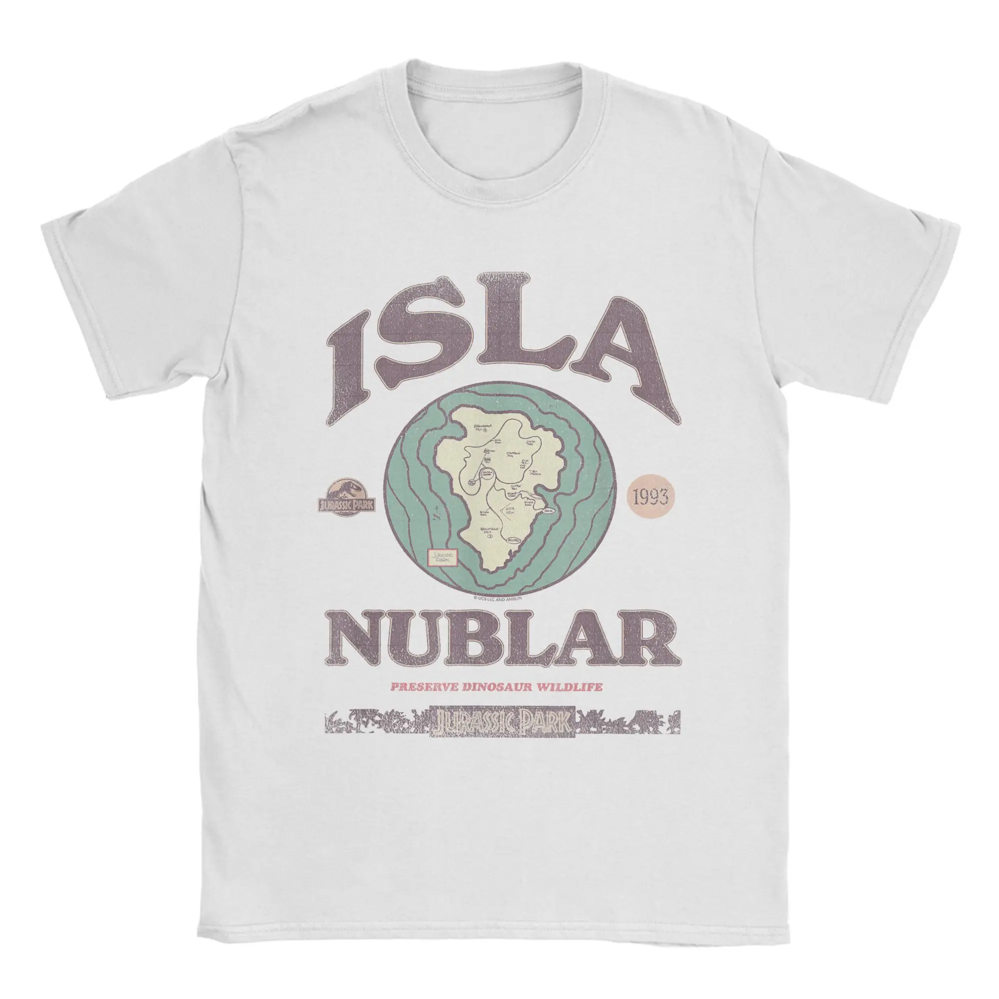 Camisetas para hombre Jurassic Isla Nublar Tour 1993 Park divertida Camiseta de algodón de manga corta Camiseta de dinosaurios ropa de cuello redondo regalo