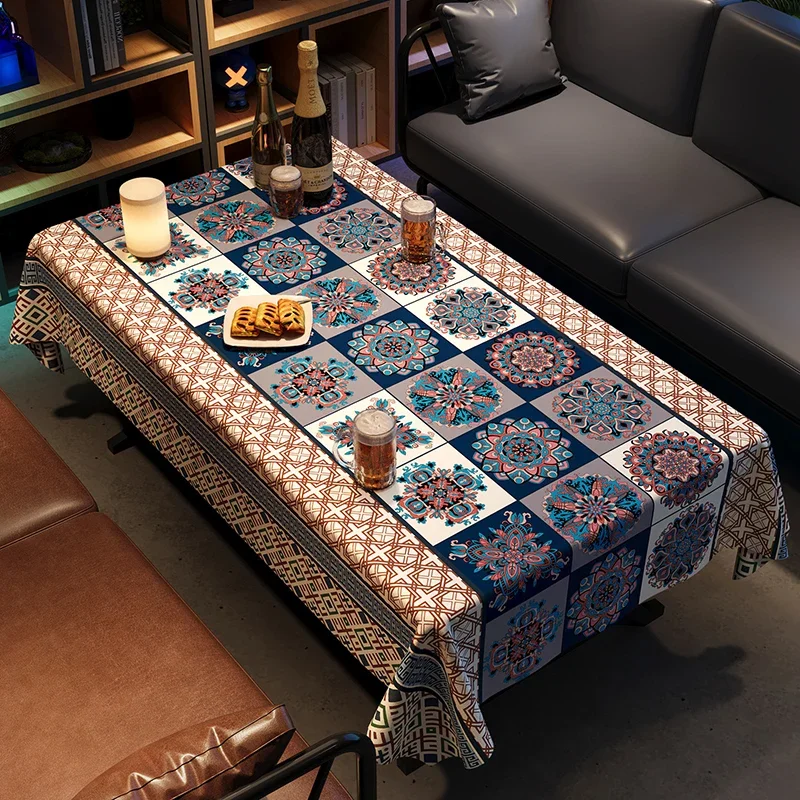 National Wind Bar Waterproof Tablecloth High-End Oil-Proof Washless Dining Room Table Cover Pvc Anti-Scratch Universal Placemat