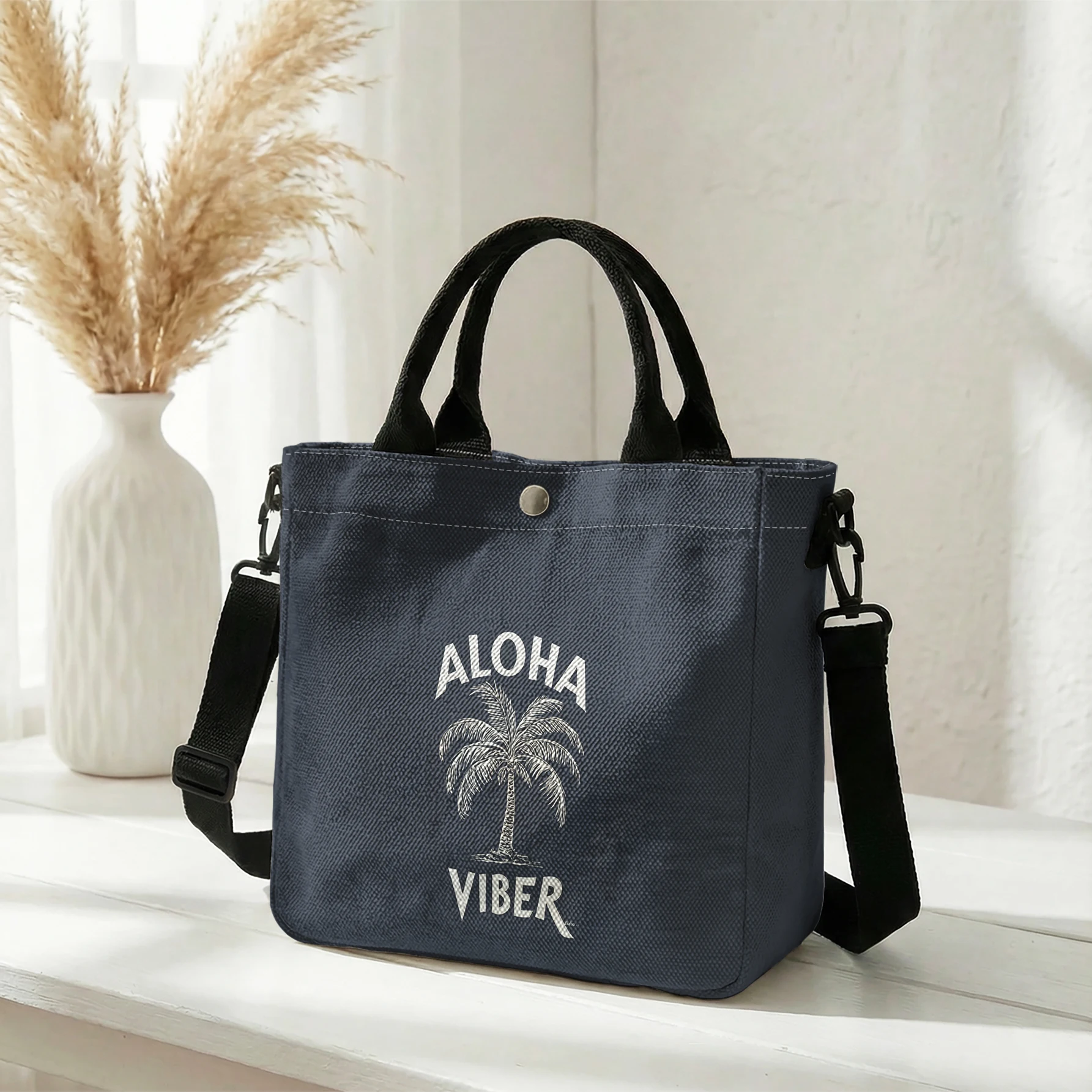 Palm Tree Aloha Letter Print Tote Bag Large Capacity Shoulder Bag For Shopping Travel Daily Use