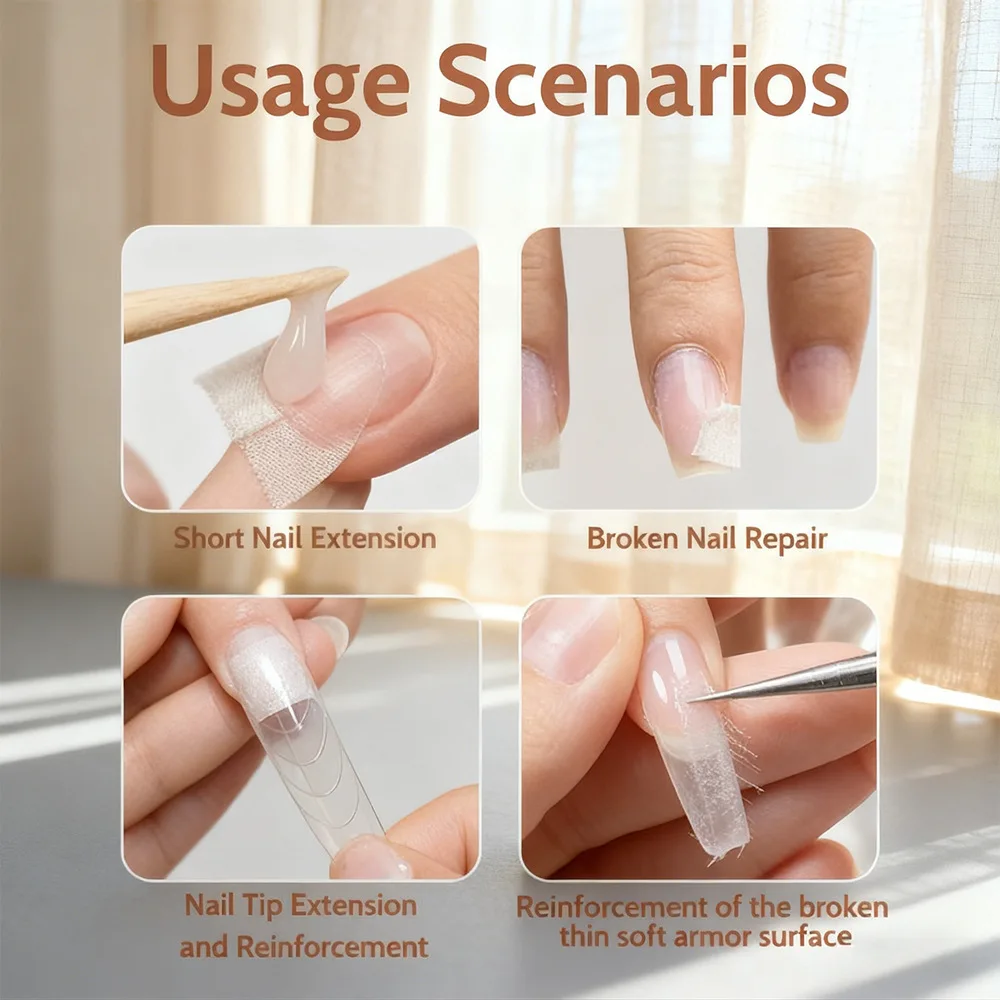 New nail extension and repair silk cloth and tape - multi-functional portable nail tool