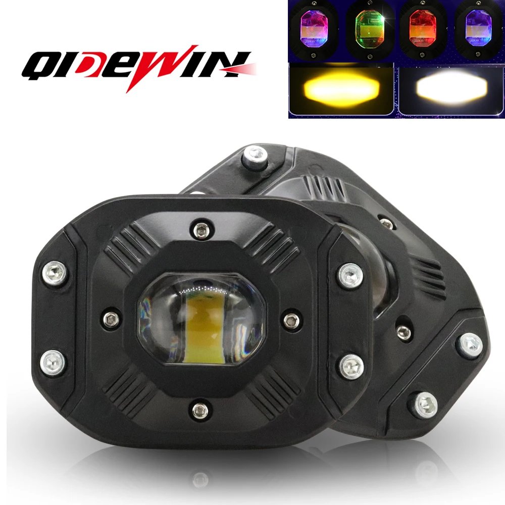 RGB Car LED Recessed Spotlight Auto Off Road Fog Lamp Lens Laser flush mount led work light Motorcycle auxiliary headlight