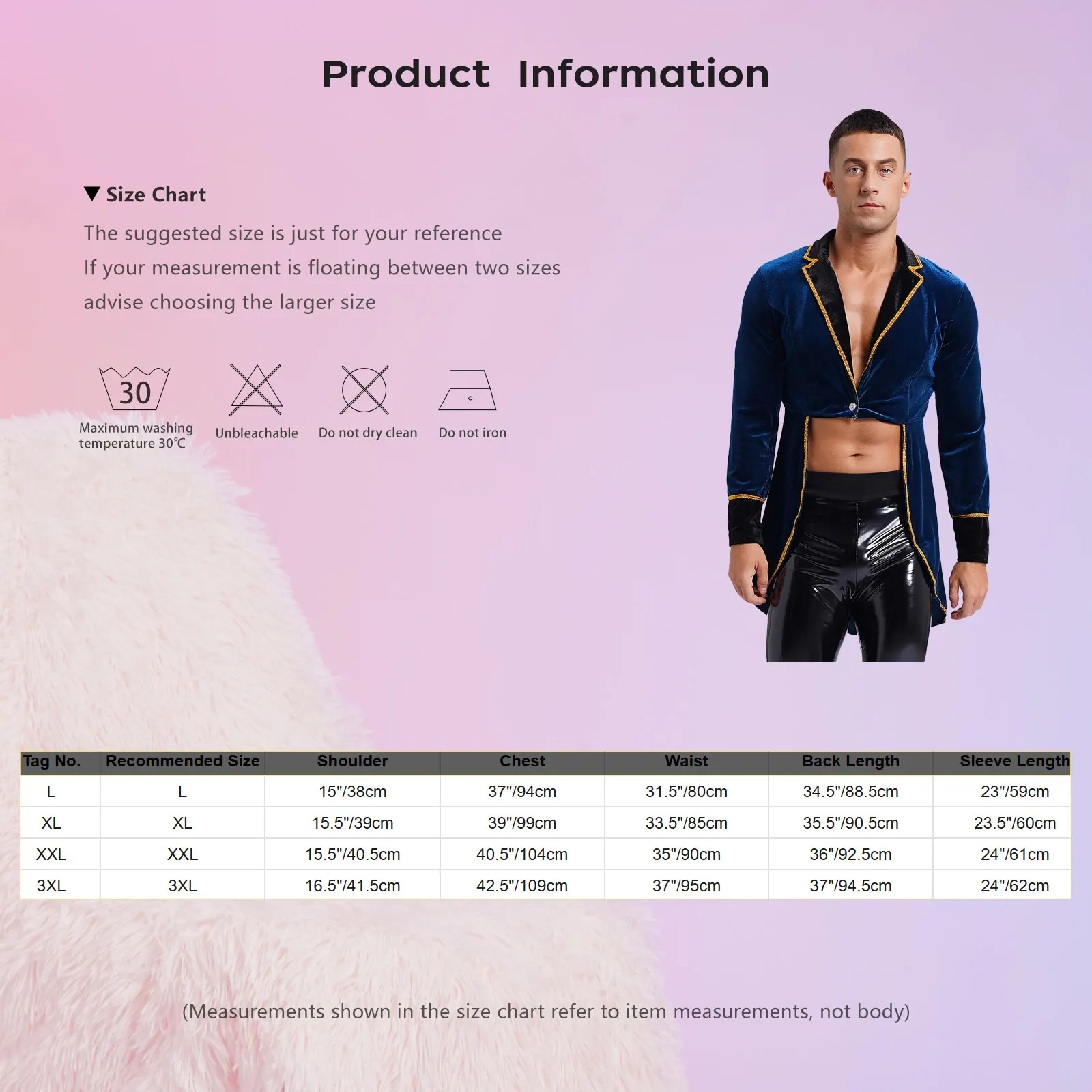 Mens Velvet Swallow-Tailed Coat Showman Circus Halloween Carnival Cosplay Party Costume Long Sleeve Lapel Blazers Jacket