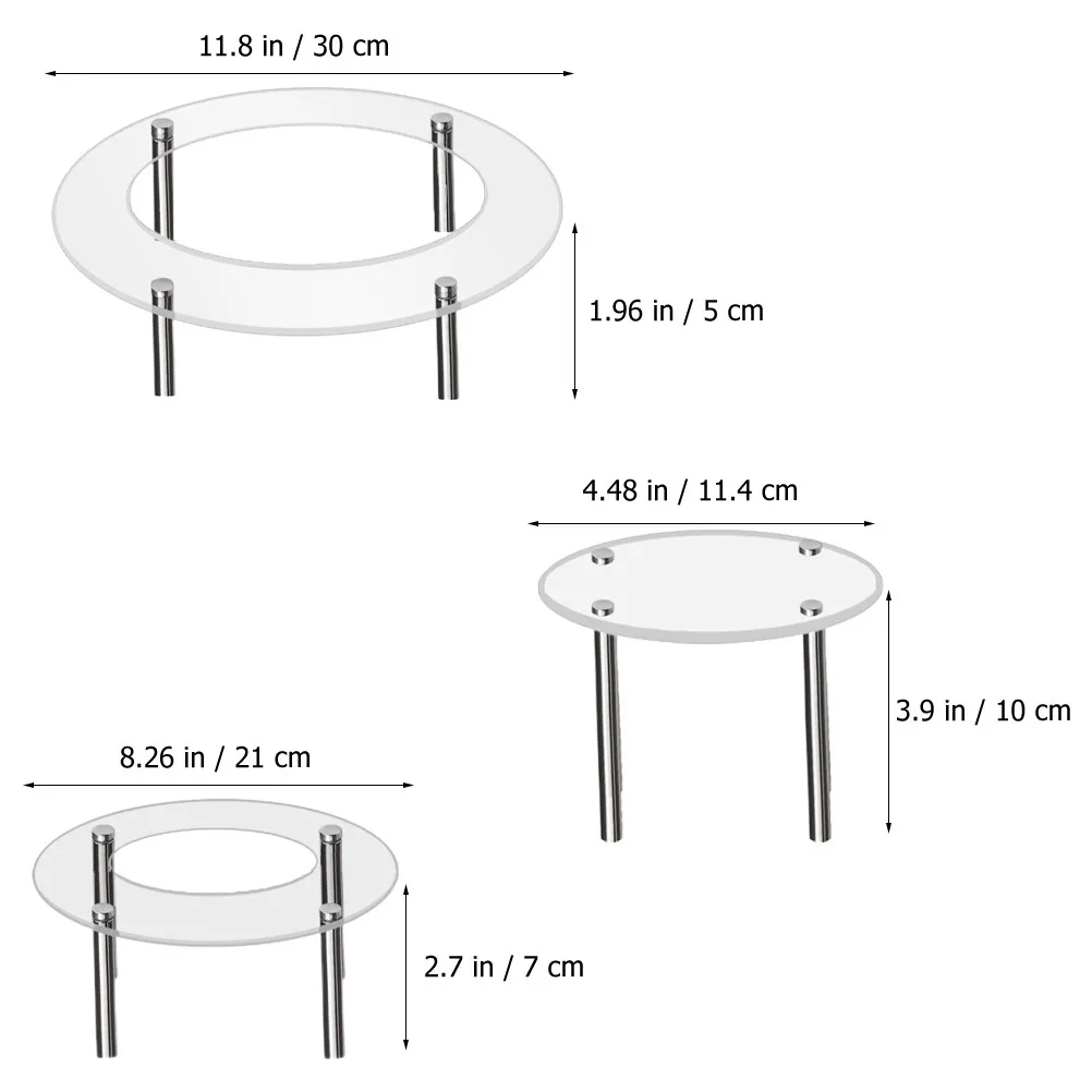 3Pcs Multi-Tier Acrylic Cake Display Stand Clear Dessert Holder for Cupcakes Cakes Fruits Drinks Birthday Christmas Party