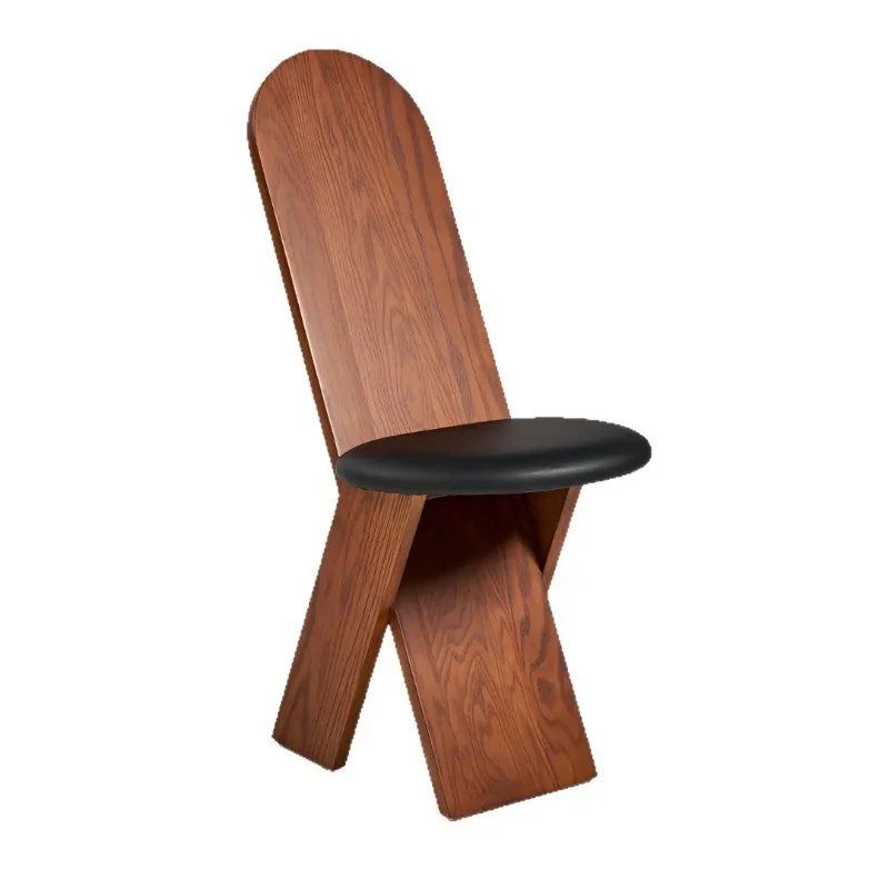 Italian minimalist creative solid wood backrest dining chair, medieval restaurant chair, retro style book table and chair