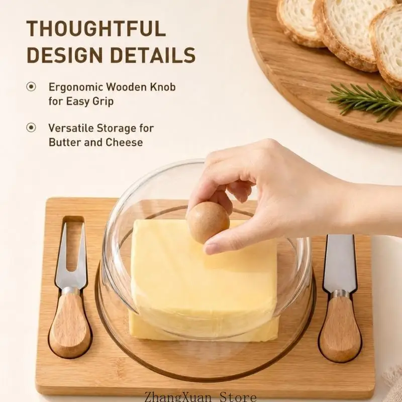 Meal Service Butter Dish with View Lid and Tray for Refrigerator Storage, Household Use, and Bread Spreads 3XUF