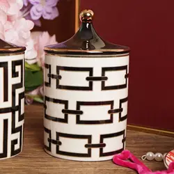 Creative Gilded Ceramic Storage Jar Cosmetic Jewelry Storage Bottle Aromatherapy Candle Jar Tea Box Storage Container Home Decor