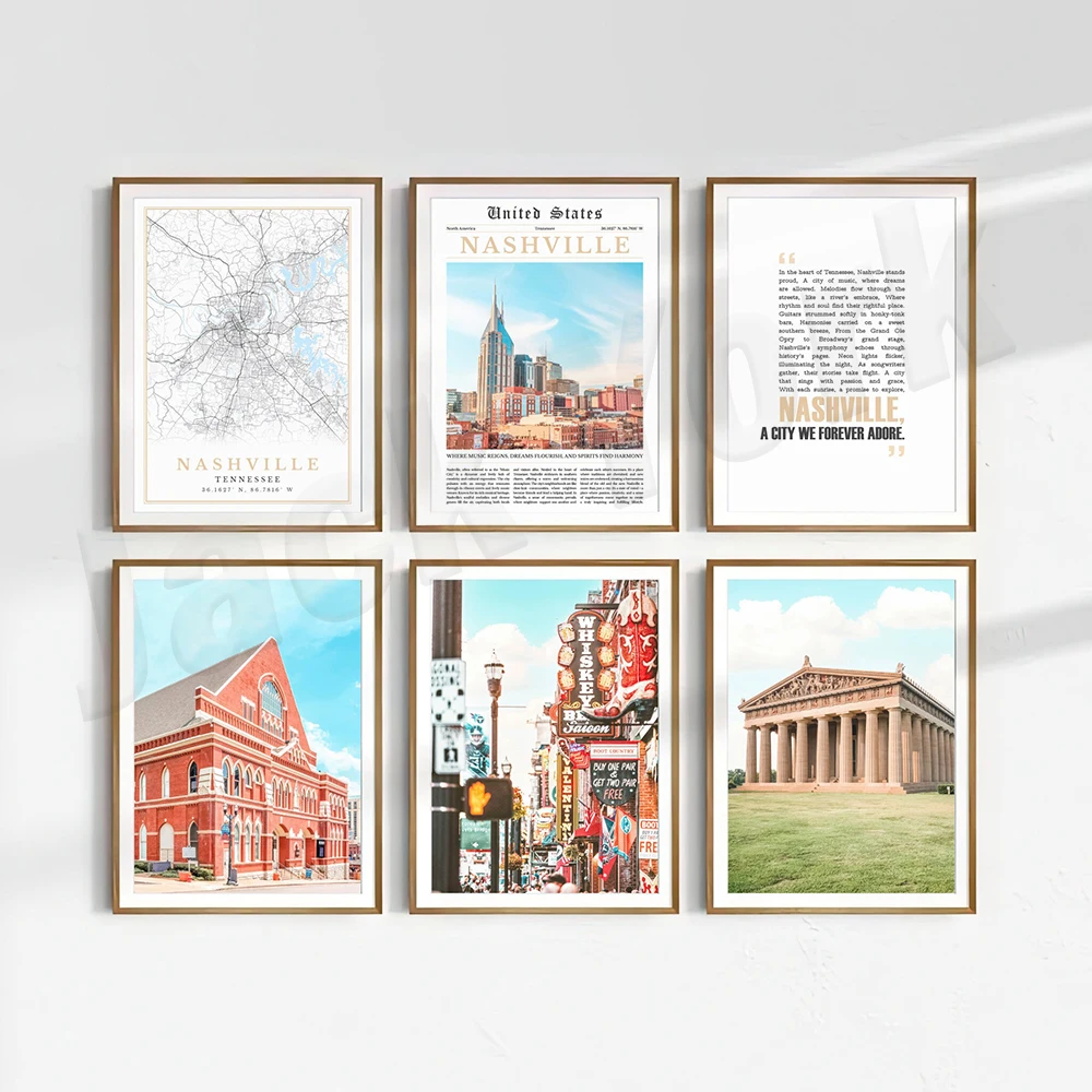 Nashville map decoration, Nashville city art, Tennessee USA photos, Nashville travel poster print for home wall decor