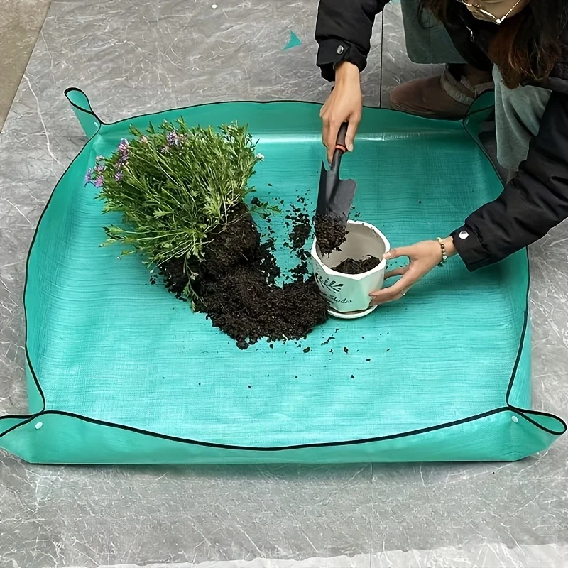 1PC Green Gardening Mat for Succulents And Plants - Ideal for Potting, Soil Mixing And Balcony Plant Care
