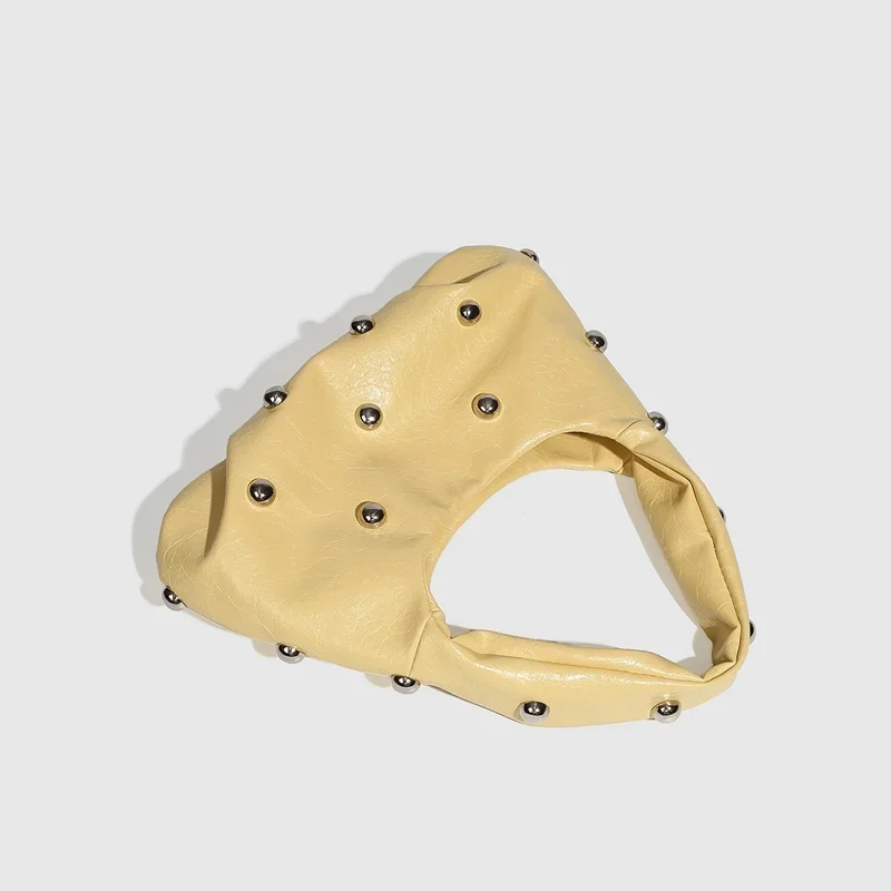 

NEW Rivet Women's Handbags Soft PU Leather Shoulder Bag Casual Designer Hobos Half Moon Underarm Bags for Women 2025 Tote Clutch