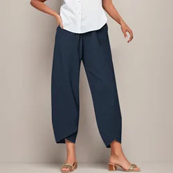 Spring And Summer Large Size Women's Pants Solid Colour Casual High Waisted Trousers Loose Versatile Straight Wide Leg Pants