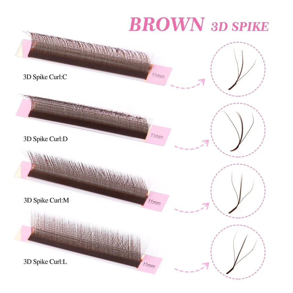 AGUUD YY W Shaped Lashes L+/L/LU(M)/C/D Bloom 2D 3D 4D 5D Black/Brown Premade Fans Eyelashes Extensions 3D Clover Faux Mink Lash