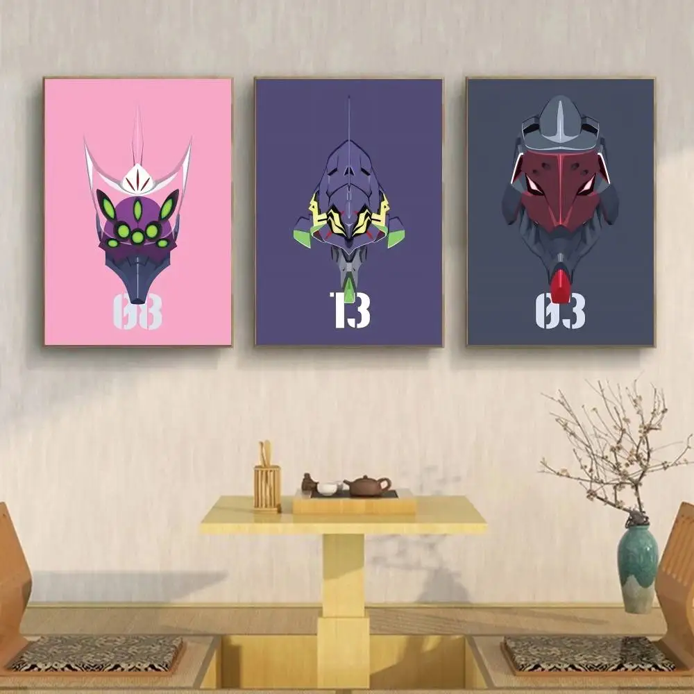 Minimal Anime Mecha Head Paper Poster Colorful Robot Unit Flat Vector Print for Bedroom Gaming Room Home Wall Decor Unframed