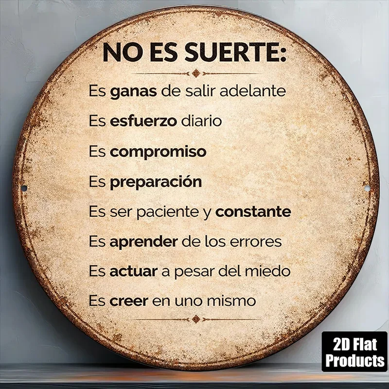 2D Flat, Round Spanish/English Motivational Wall Sign 