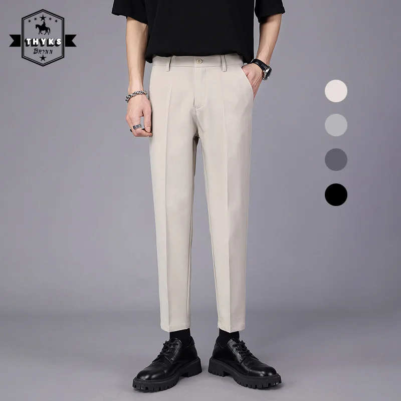 2022 Fashion Suit Pants Men's Spring and Autumn Korean Nine-point Pleated Business Formal Trousers Male Casual Chic Harem Pants