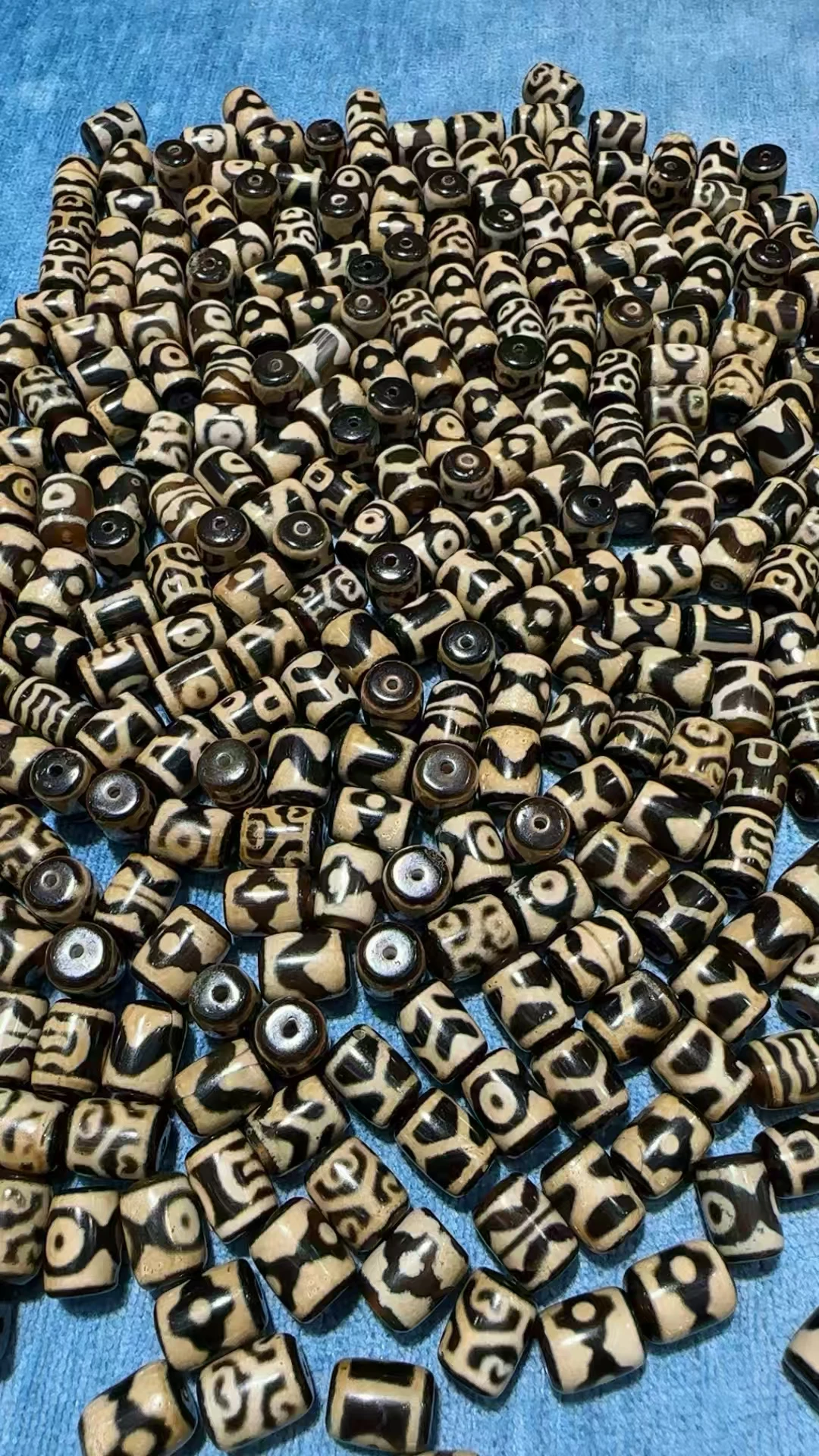 124pcs/lot 9*12mm Ivory Color Different Patterns Natural Agate Ji Powerful Amulet Collectible DIY Beads for Jewelry