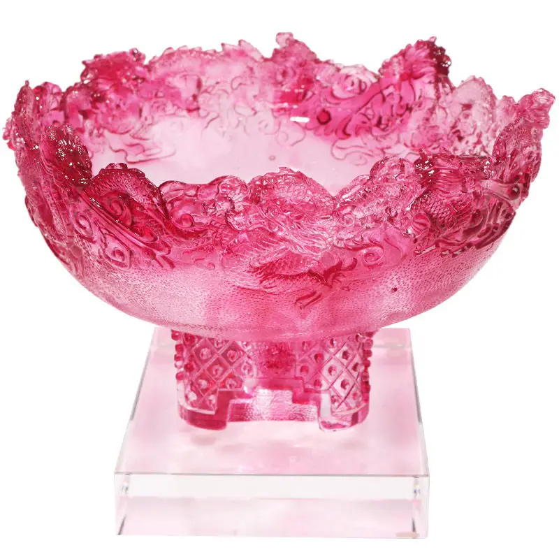 Glazed cornucopia ornament Chinese key lucky entrance living room opening craft gift Kowloon basin storage fruit plate